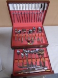Vintage Set of Flatware in Wood Tarnish Proof Case