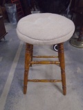 Solid Oak Stool w/ Padded Top