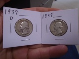 1937 D Mint & 1937 Silver Washington Quarters