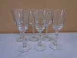 Set of 6 Libbey Rock Sharpe Artic Rose Stemware