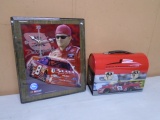 Dale Earnhardt Jr Wooden Wall Clock & Metal Lunch Box