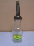 John Deere 1qt Glass Oil Bottle w/ Spout