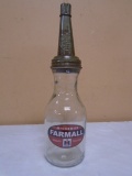 iH McCormack Farmall 1qt Glass Oil Bottle w/ Spout
