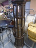 Vintage Octogan Lighted Surround Glass Curio Cabinet