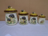 Vintage 4pc Mushroom Cannister Set