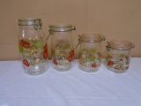 Vintage 4pc Glass Mushroom Cannister Set