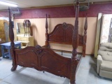Gorgeous Ashley Furniture Solid Cherry Ornate King Size 4 Poster Bed