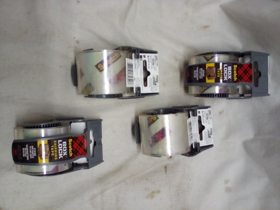 4 Scotch 1.88"x22.2Yd Box Lock Shipping Tape Mini Dispensors