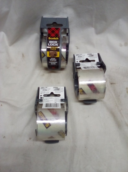 3 Scotch 1.88"x22.2Yd Box Lock Shipping Tape Mini Dispensors