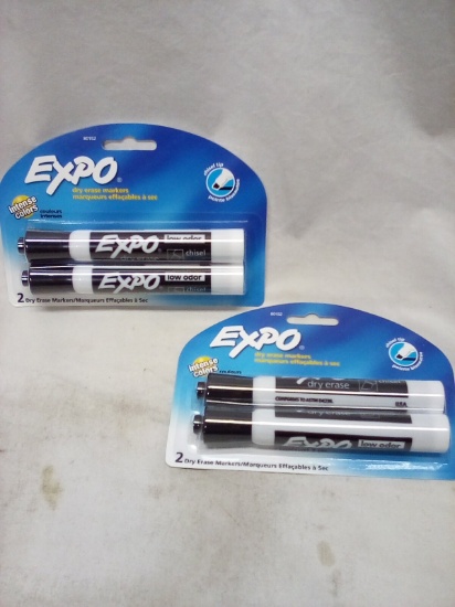 2 Dual Packs of Expo Intense Color Black Dry Erase Markers