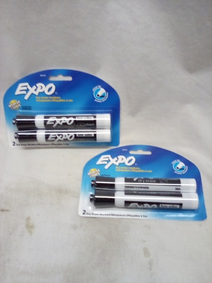 2 Dual Packs of Expo Intense Color Black Dry Erase Markers