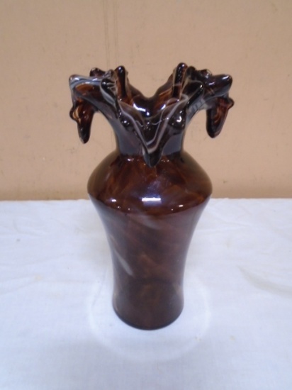 Beautiful Purple Slag Glass Ruffled Edge Vase