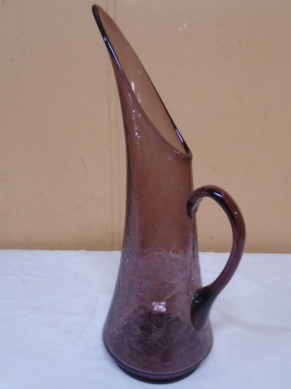 Beautiful Purple Crackle Glass MCM Kanawha Ewer Pitcher