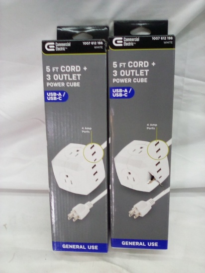 set of 2 5ft cord & 3 outlet cube