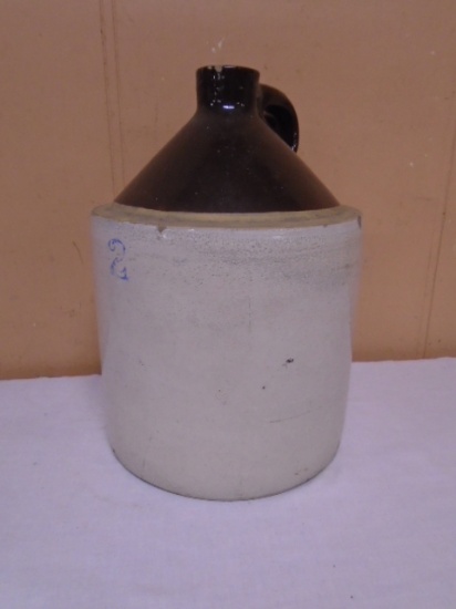 2 Gallon Brown Over White Crock Jug