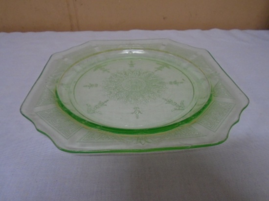 Green Depression Glass Plate