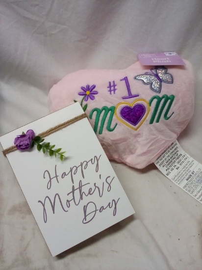 Mothers Day Gift Lot- Plush Heart and Stand Alone Décor Signage