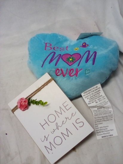 Mothers Day Gift Lot- Plush Heart and Stand Alone Décor Signage