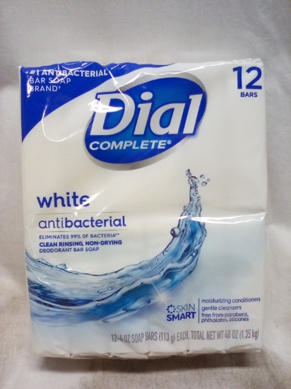 Dial 12 Pack of White Antibacterial Bar Soap
