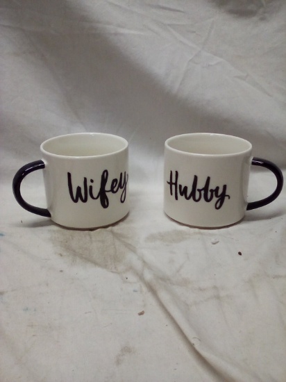 Pair of Threshold Porcelain "Wifey/Hubby" Mugs