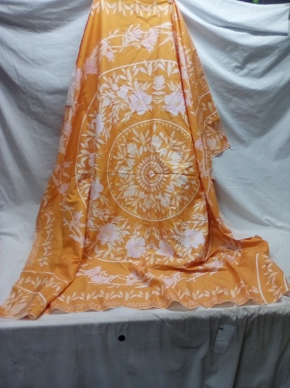 Orange, Pink, and White Cloth Tapestry