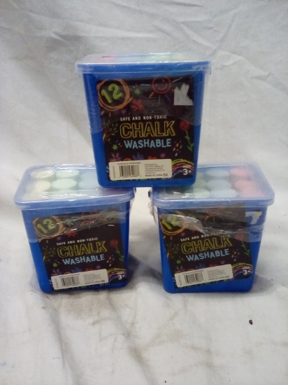 3 Safe and Non-Toxic Waashable Chalk 12 Packs