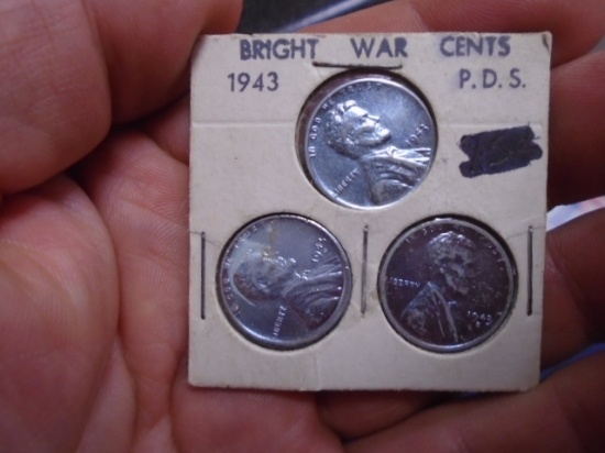 3pc Set of 1943 Steel War Cents