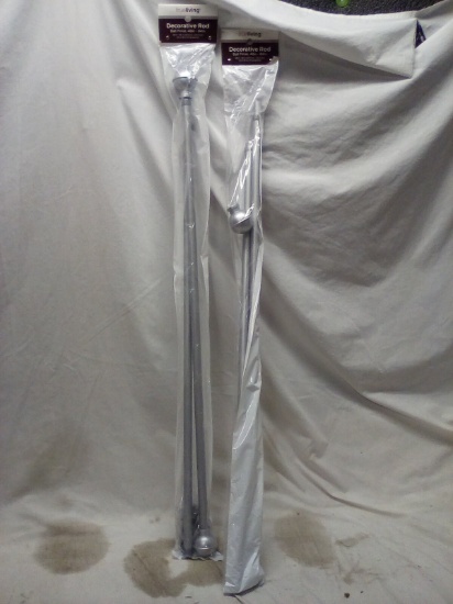 PAir of TruveLiving Silver Ball Finial 48"-84" Decorative Rods