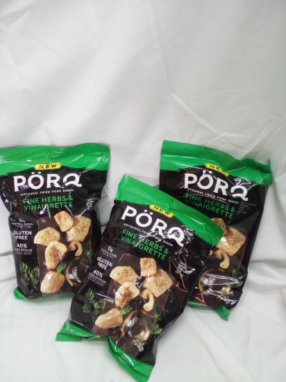 Porq Artisinal fried poirk rinds 3 bags of 2oz