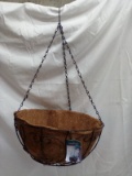 Hanging metal basket 14inch W/coco liner planter