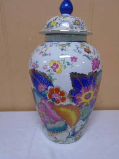 Large Porcelain Decorative Ginger Jar w/ Lid