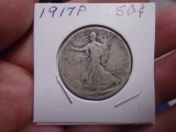 1917 P Mint Silver Walking Liberty Half Dollar