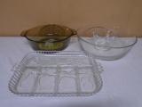 Glass Chip & Dip Set-Baking Dish-Divided Glass Plate