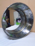 Deep Round Metal Beveled Glass Wall Mirror
