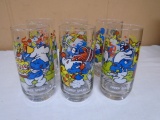Set of 6 Vintage Smurf Glasses