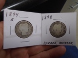 1894 S Mint & 1898 Silver Barber Quarters