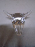 Glass Steer Skull Paperweight
