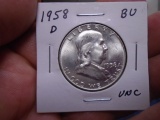 1958 D Mint Silver Franklin Half Dollar