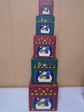5pc Set of Nesting Snowman Boxes
