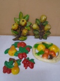 6pc Group of Vintage Chalk Fruit Wall Hanger