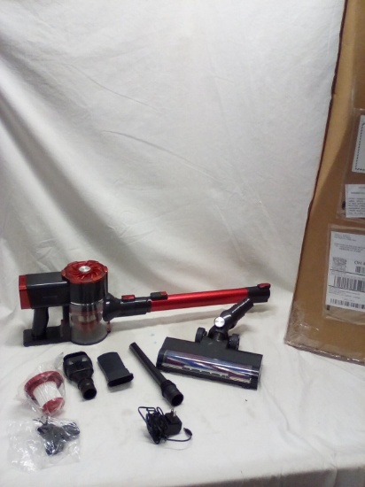 Red Portable PrettyCare Stick Vacuum w/ Attachments