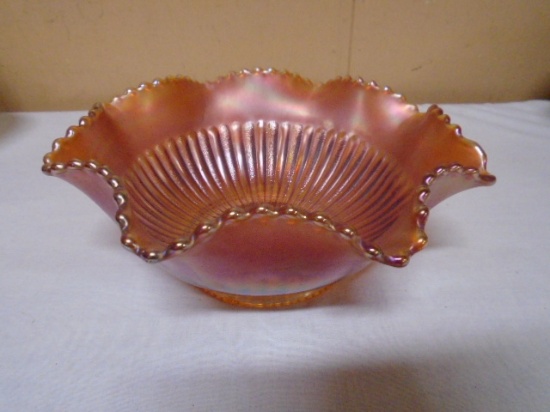 Vintage Northwood Stippled Rays Marigold Iradescent Bowl