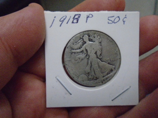 1918 P Mint Silver Walking Liberty Half Dollar