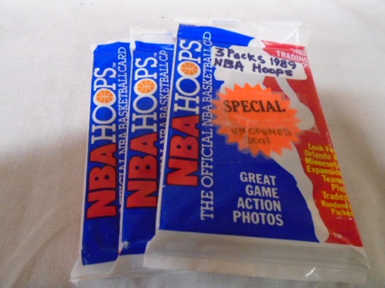3 Unopened Packs of 1989 NBA Hoops Basketball Cards