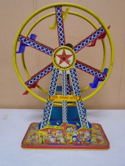 Vintage Pressed Steel Lithographed "The Giant Ride" Wind-Up Toy
