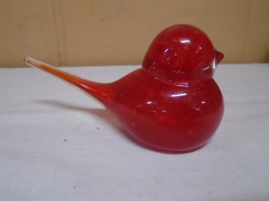 Beautiful Art Glass Red Bird Paperweight