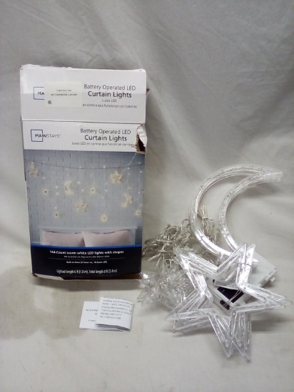 Mainstays 6'L Battery Operated LED 144Ct Warm White Curtain Lights