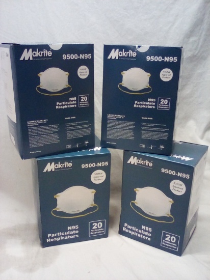 4 Full 20Ct Cases of Makrite N95 Particulate Respirators