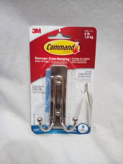3M Command 4Lbs Large Satin Nickel Double Hook