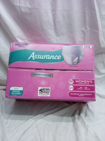 Equate Assurance 60 count Women’s s/m(28-40”) Max absorb/odor guard